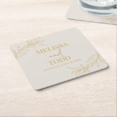 Beige Gold Minimal Minimalistische Zweigstelle Lea Rechteckiger Pappuntersetzer (angewinkelt)