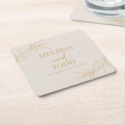 Beige Gold Minimal Minimalistische Zweigstelle Lea Rechteckiger Pappuntersetzer (angewinkelt)