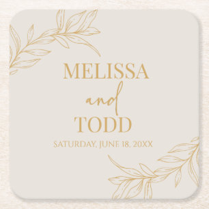 Beige Gold Minimal Minimalistische Zweigstelle Lea Rechteckiger Pappuntersetzer