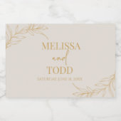 Beige Gold Minimal Minimalistische Zweigstelle Lea Schaumweinetikett (Einzelnes Label)