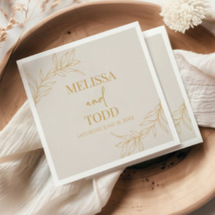 Beige Gold Minimal Minimalistische Zweigstelle Lea Serviette
