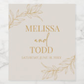 Beige Gold Minimal Minimalistische Zweigstelle Lea Weinetikett (Einzelnes Label)