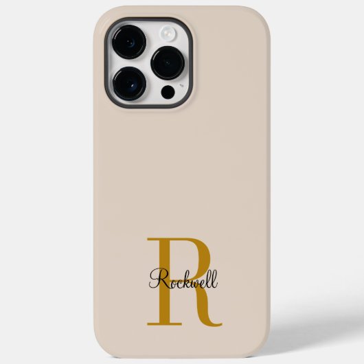 Beige Gold Monogram Name Initial Case-Mate iPhone Hülle (Rückseite)