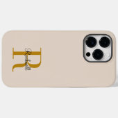 Beige Gold Monogram Name Initial Case-Mate iPhone Hülle (Rückseite (Horizontal))