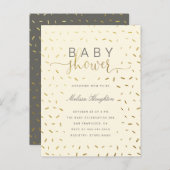 Beige & Gold Sprinkle Gender Neutral Baby Dusche Einladungspostkarte (Vorne/Hinten)