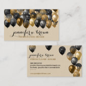 Beige & Gold Sprinkle Party Balloon Design Visitenkarte (Vorne/Hinten)