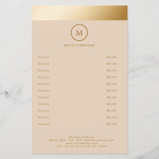 Beige Gold Stripe Monogramm Circle Flyer (Vorne)