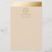 Beige Gold Stripe Monogramm Circle Flyer (Hinten)