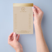 Beige Gold Stripe Monogramm Circle Flyer (Handgriff)