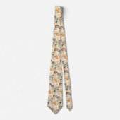 Beige Gold Tan Ivory White Watercolor Floral Krawatte (Vorderseite)