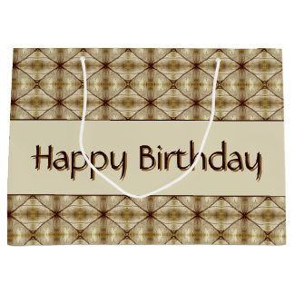 Beige Gold und Dunkelbraun Gemustert Große Geschenktüte