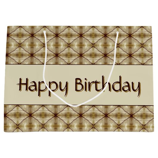 Beige Gold und Dunkelbraun Gemustert Große Geschenktüte (Vorderseite)