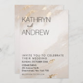 Beige Gold Vintage Hochzeit Einladung (Vorne/Hinten)
