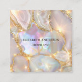 Beige Goldagate holografisches Foto qr Quadratische Visitenkarte (Vorderseite)