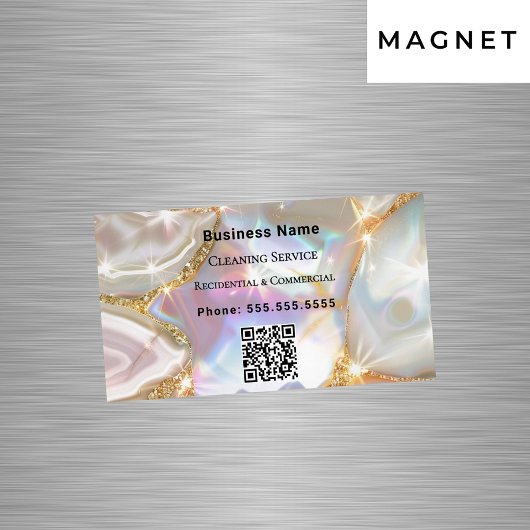 Beige Goldagate-Holograpgic-QR-Code Magnetische Visitenkarte