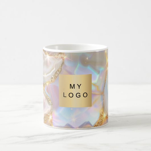 Beige goldenes Firmenlogo Kaffeetasse (Mittel)