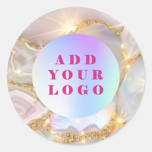Beige goldenes optisches Firmenlogo Runder Aufkleber (Vorderseite)