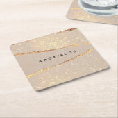 Beige Goldname modern Rechteckiger Pappuntersetzer (angewinkelt)