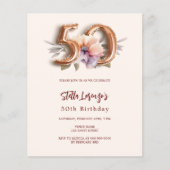 Beige Goldpfirsichblütenbudget 50. Geburtstag (Vorderseite)