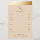 Beige Goldstreifen Monogramm-Kreis Flyer (Vorne)