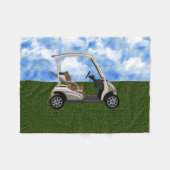beige Golfmobil 3D auf Gras Fleecedecke (Vorderseite (Horizontal))