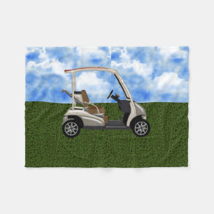 beige Golfmobil 3D auf Gras Fleecedecke