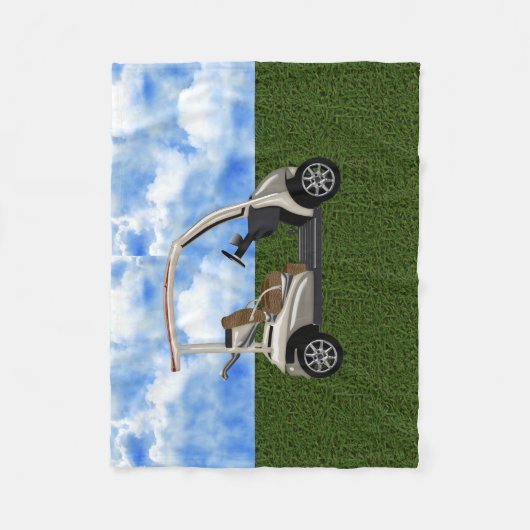 beige Golfmobil 3D auf Gras Fleecedecke (Vorderseite)