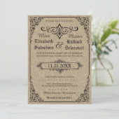 Beige Gothic Viktorianisch Damask Speichern Sie di Save The Date (Stehend Vorderseite)