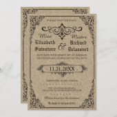 Beige Gothic Viktorianisch Damask Speichern Sie di Save The Date (Vorne/Hinten)