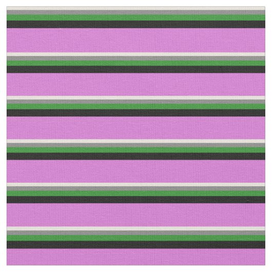 Beige, Grau, Forest Green, Black und Orchid Stoff (Nahaufnahme)
