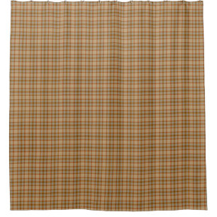 Beige Grau Rot Tartan Rustikaler Duschvorhang