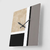 Beige Grau Schwarz und Weiß Moderne Quadratische Wanduhr (Winkel)