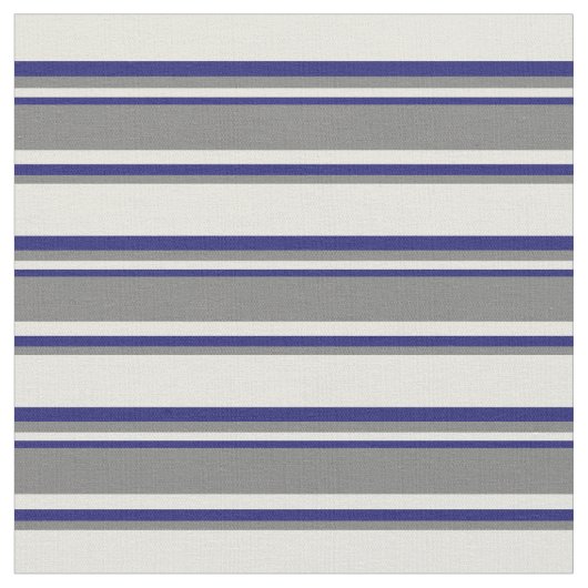 Beige, Grau und Midnight Blue Lines Stoff (Nahaufnahme)