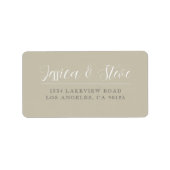 Beige Grau-Weiß-Elegante Hochzeitsstimmung Rücksen Adressaufkleber (Vorne)