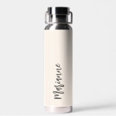 Beige-Graue-individuelle Name-Skript Trinkflasche (Rückseite)