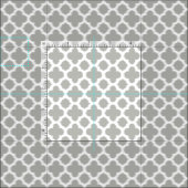 Beige graue weiße Ikat Quatrefolienmuster Stoff (Kachel)
