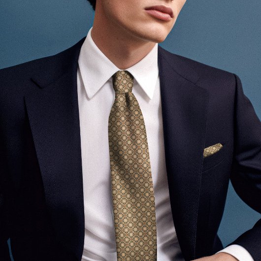 Beige graugelbe Vintage Blüte Männer Krawatte