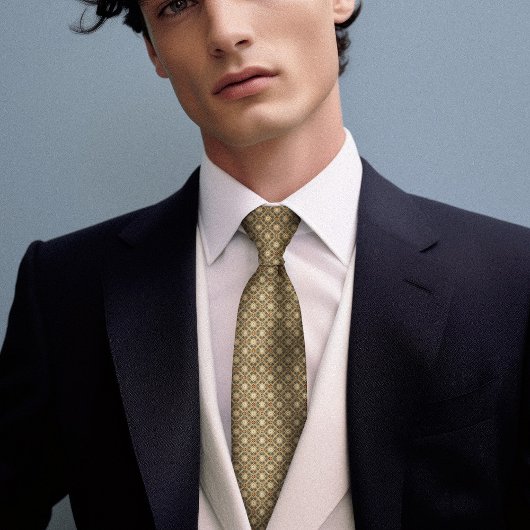 Beige graugelbe Vintage Blüte Männer Krawatte