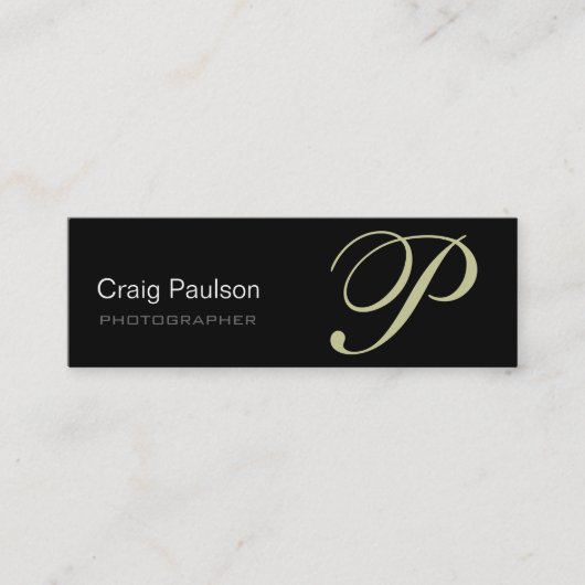 Beige Gray Black Modern Fotografy Business Card Mini Visitenkarte (Vorderseite)