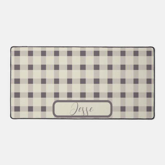 Beige Gray Gingham Pattern Schreibtischunterlage (Vorderseite)