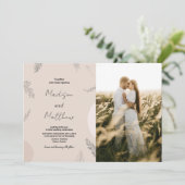 Beige Gray Hochzeit Einladungen mit Foto (Stehend Vorderseite)