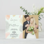 Beige Gray Hochzeit Einladungen mit Foto (Stehend Vorderseite)