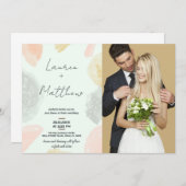 Beige Gray Hochzeit Einladungen mit Foto (Vorne/Hinten)