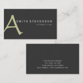 Beige Gray Monogram Attorney Business Card Visitenkarte (Vorne/Hinten)