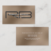 Beige Gray Monogram Manager Business Card Visitenkarte (Vorne/Hinten)