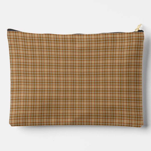 Beige Gray Plaid Tartan Pattern Zubehörtasche (Rückseite)
