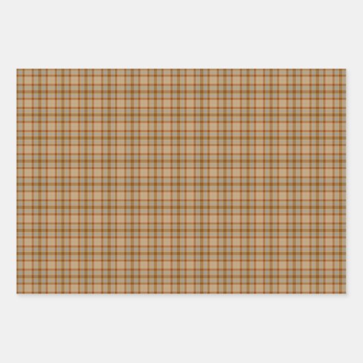 Beige Gray Red Brown Plaid Tartan Geschenkpapier Set (Vorderseite 3)