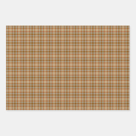 Beige Gray Red Brown Plaid Tartan Geschenkpapier Set