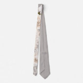 Beige Gray White Floral Weddiniom Krawatte (Rückseite)