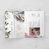 Beige Greece Wedding Passport World Map Compass Einladung (Innenseite)